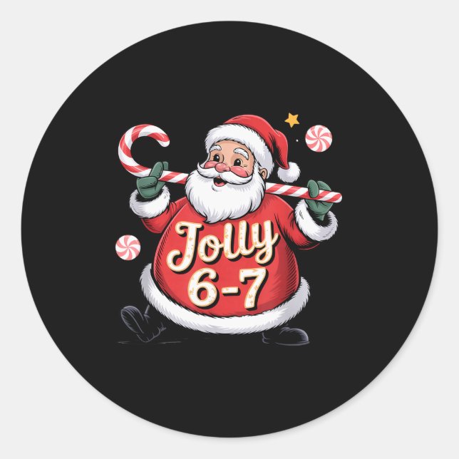 Santa 6 7 Six Seven Meme Christmas Women Men Kids  Classic Round Sticker (Front)