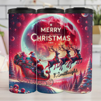 Santa Above the Frozen Pines Thermal Tumbler