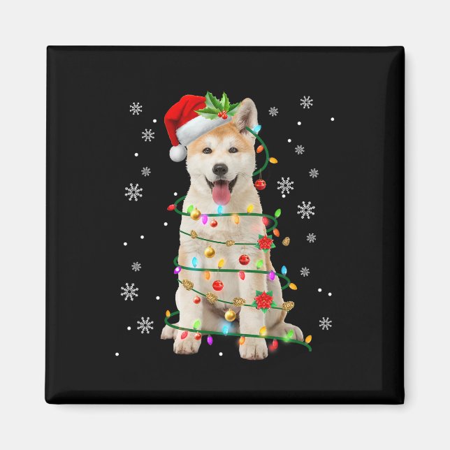 Santa Akita Christmas Lights Xmas Dog Lover Men Wo Magnet (Front)