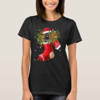 Santa Akita In Christmas Sock Pajama T-Shirt
