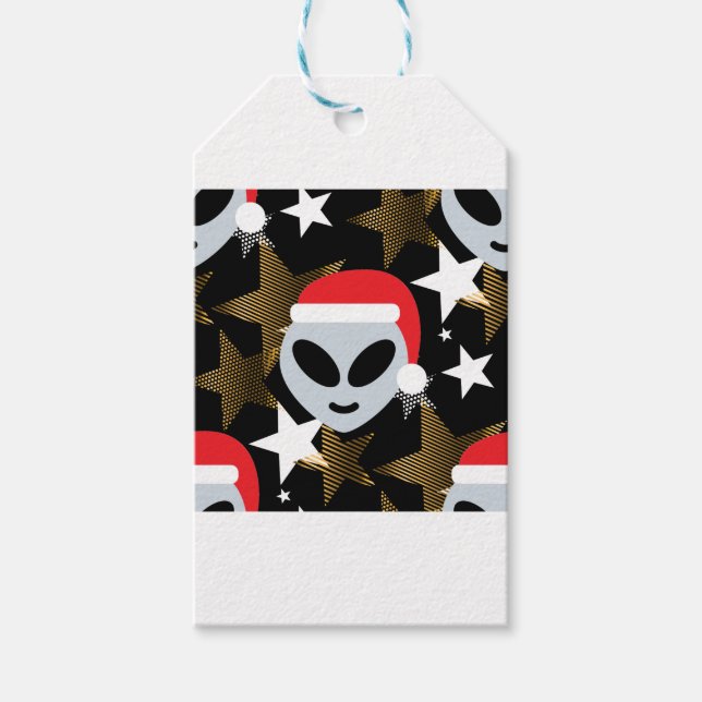 santa alien emoji gift tags (Front)