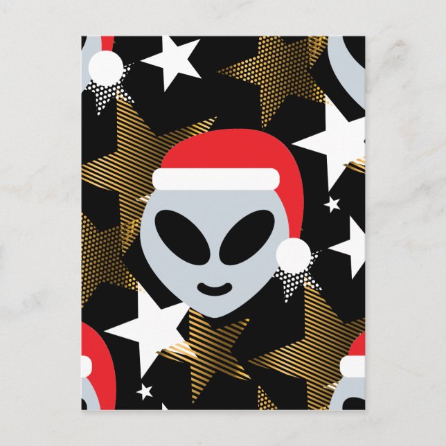 santa alien emoji holiday postcard (Front)