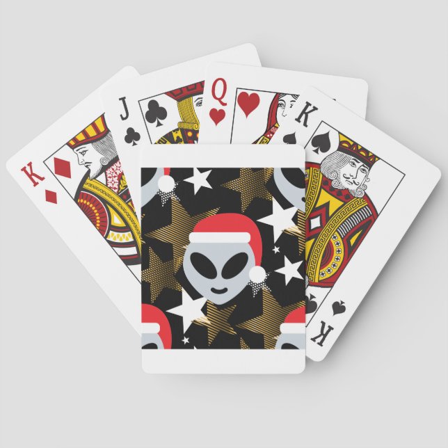 santa alien emoji playing cards (Back)