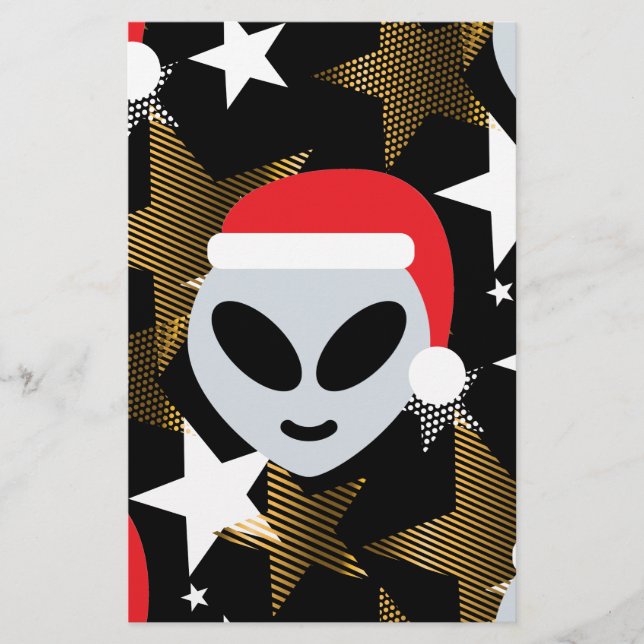 santa alien emoji stationery (Front)