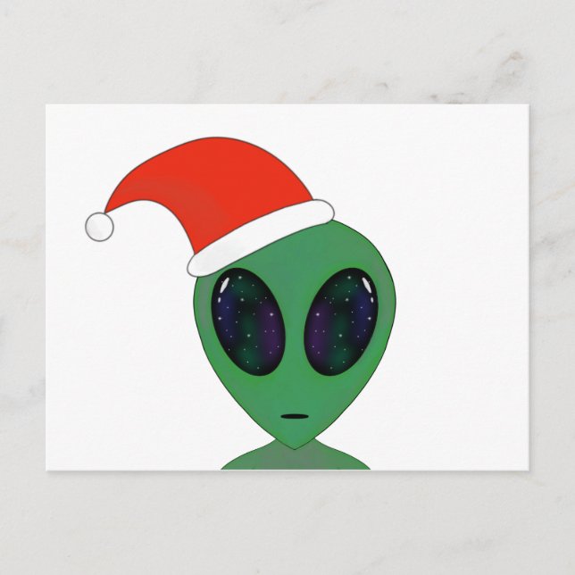 Santa alien holiday postcard (Front)
