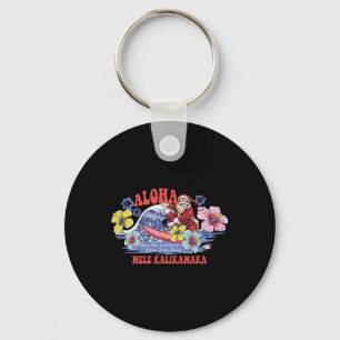 Santa Aloha Hawaiian Christmas Mele Kalikimaka Sur Key Ring