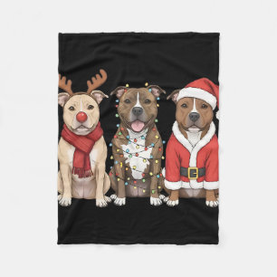Santa American Pitbull Terrier Christmas Pittie Do Fleece Blanket