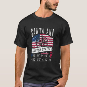 Santa Ana United States Flag GPS Coordinates Santa T-Shirt