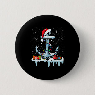 Santa Anchor Cool Christmas Lights Boating Sailing 6 Cm Round Badge