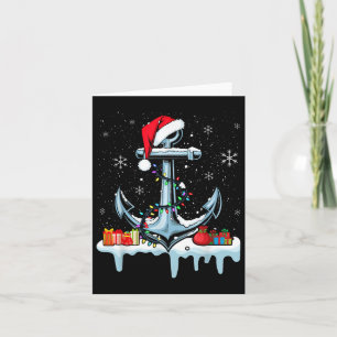 Santa Anchor Cool Christmas Lights Boating Sailing Card