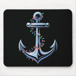 Santa Anchor Cool Christmas Lights Boating Sailing Mouse Pad