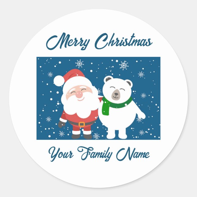 Santa and a Polar bear Sticker (Front)
