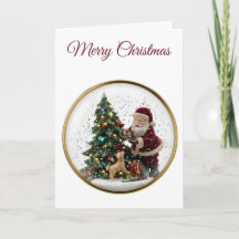 Santa and adorable Puppy Christmas Tree Design