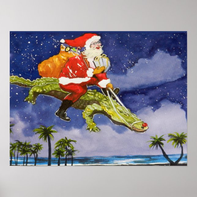 Santa and Alligator Poster (Front)