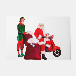 Santa And An Elf Doormat