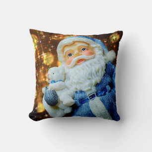 Santa and Baby Polar Bear Holiday Pillow