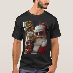 Santa And Beaver Selfie Funny Christmas Design T-Shirt