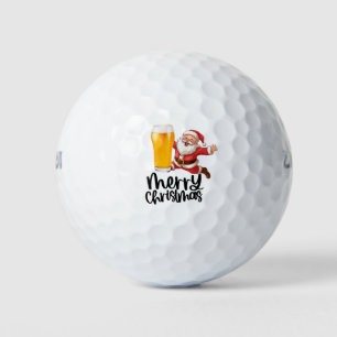 Santa and Beer for Christmas Funny Golfer Golf Balls