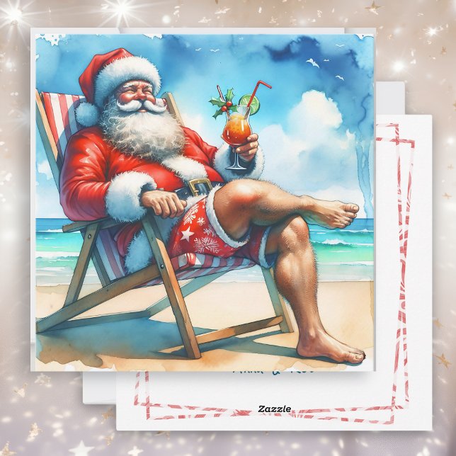 Santa and Bloody Marry Funny Snowbirds Christmas Holiday Card (Creator Uploaded)