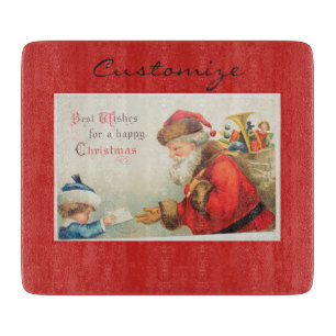 Santa and boy vintage nostalgia Christmas Cutting Board