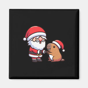 Santa And Capybara High-fiving Toddler Boys Christ Magnet