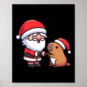 Santa And Capybara High-fiving Toddler Boys Christ Poster