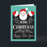 Santa and Chalkboard with Holly for Christmas Holiday Card<br><div class="desc">Adorable cartoon Santa Claus with Chalkboard that has Merry Christmas and Happy New Year with holly. Really cute design for the Christmas season. Design © 2015 Julia Bryant.</div>