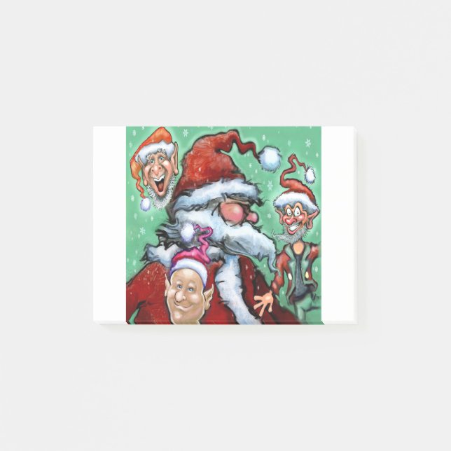 Santa and Christmas Elves Post-it Notes (Front)