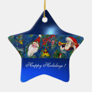 SANTA AND CHRISTMAS NIGHT STAR CERAMIC TREE DECORATION
