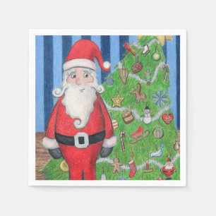 Santa and Christmas Tree Napkin