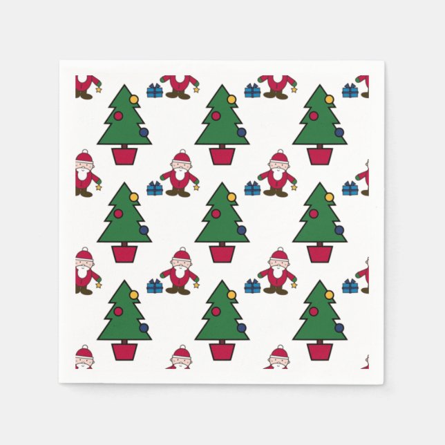 Santa And Christmas Tree Napkin (Front)