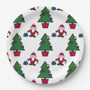 Santa And Christmas Tree paper Plate