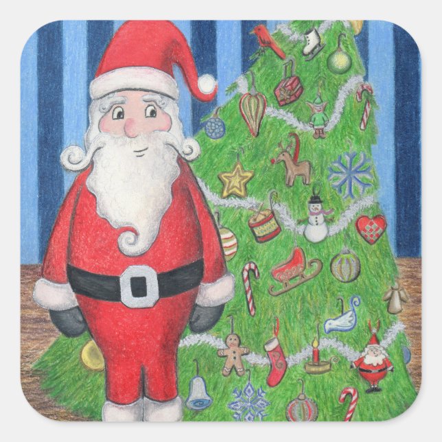 Santa and Christmas Tree Stickers (Front)