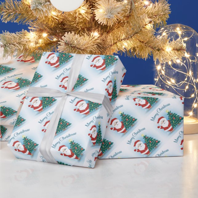 Santa and Christmas Trees  Wrapping Paper (Holidays)