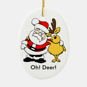 Santa and Deer Odd Couple Ornament
