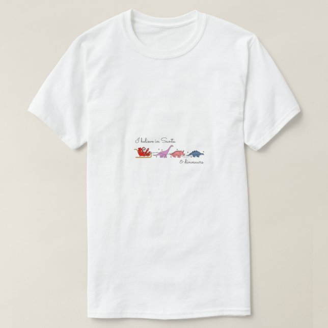"Santa and Dinosaurs Magic" T-Shirt (Design Front)