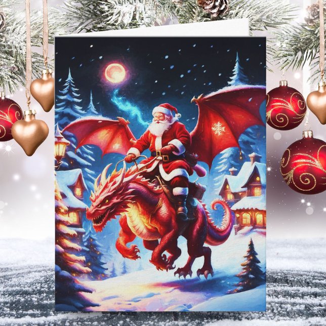 Santa And Dragon On Christmas Eve Card (Creator Uploaded)