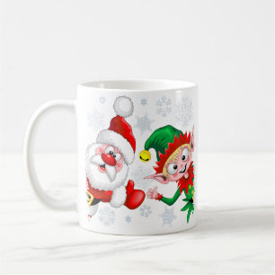 Santa and Elf Christmas Characters Thumbs Up  Coffee Mug