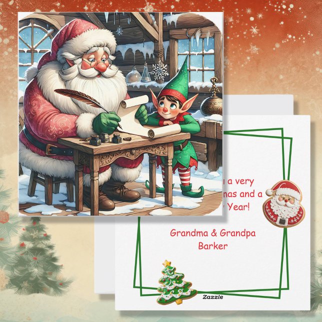 Santa and Elf Christmas in the North Pole Holiday Card (Creator Uploaded)