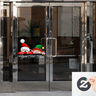 Santa and Elf Cute and funny Characters Peeking  