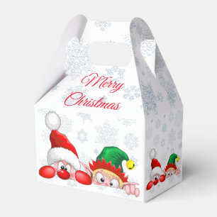 Santa and Elf Cute and funny Characters Peeking Favour Box