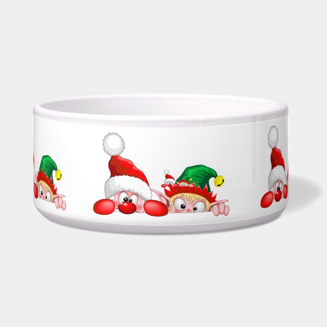 Santa and Elf Cute and funny Christmas Cartoon Cha (Front)