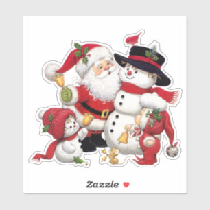 Santa and Elf with Snowman Custom-Cut Vinyl 