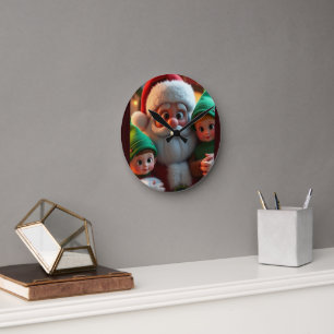 Santa and elves Christmas Clock