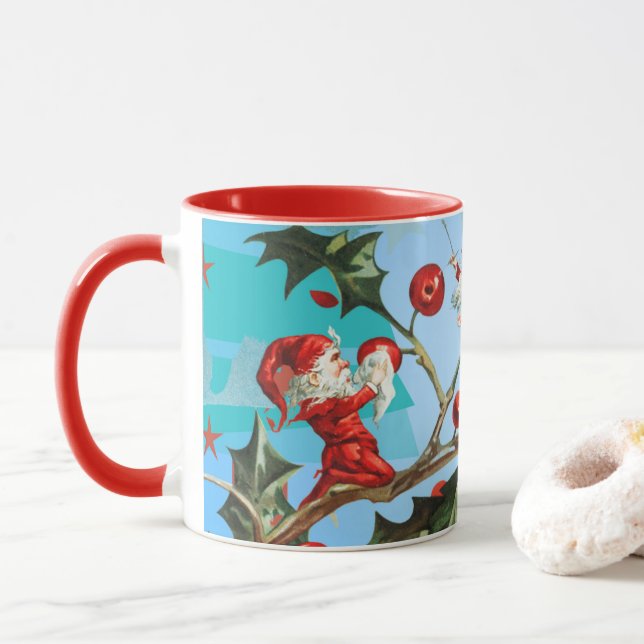 Santa and Elves Getting Ready! Mug (With Donut)