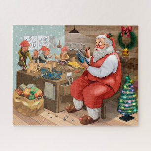 Santa And Elves Making Toys   Christmas Jigsaw Puzzle