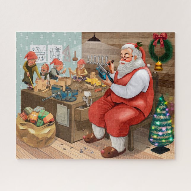 Santa And Elves Making Toys | Christmas Jigsaw Puzzle (Horizontal)