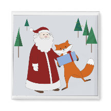 Santa and Fox magnet