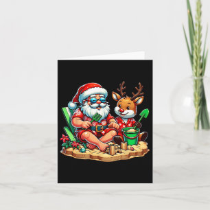 Santa And Friend At The Beach Christmas In July Su Card