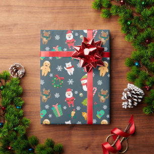 Santa And Friends Christmas Pattern Wrapping Paper